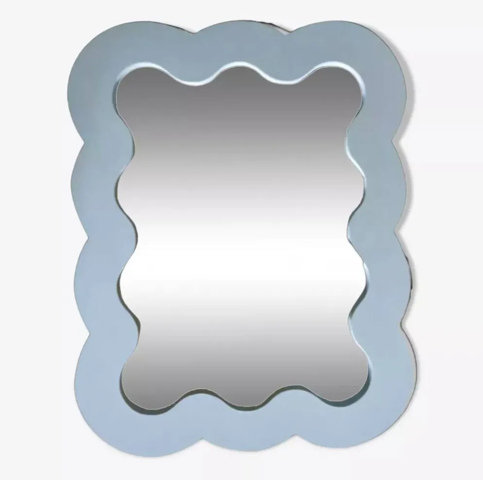 Miroir nuage en bois ondulé