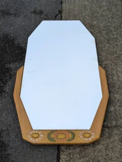 Miroir Octogonal biseauté Art Déco, Teck, 131cm