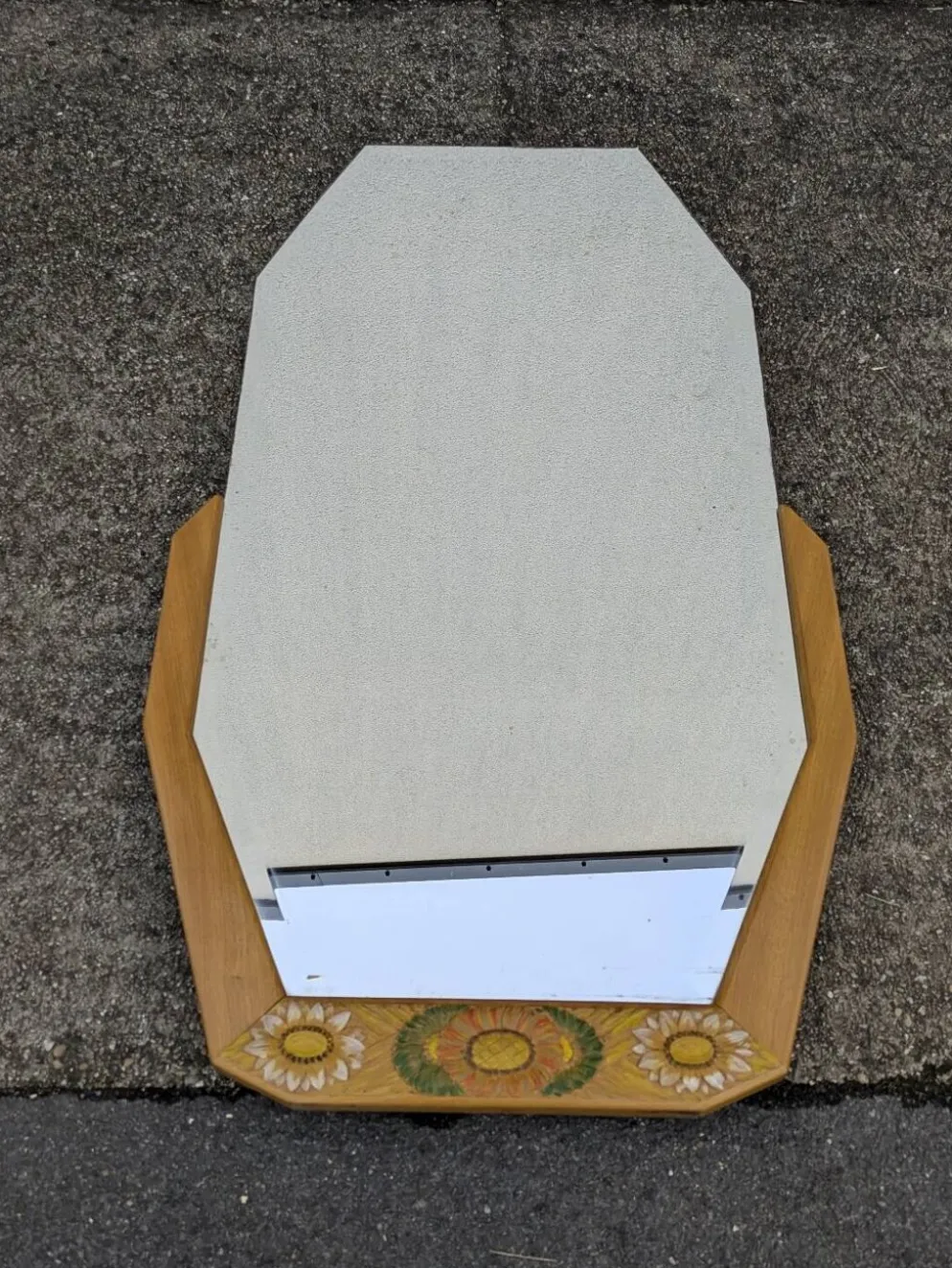 Miroir Octogonal biseauté Art Déco, Teck, 131cm