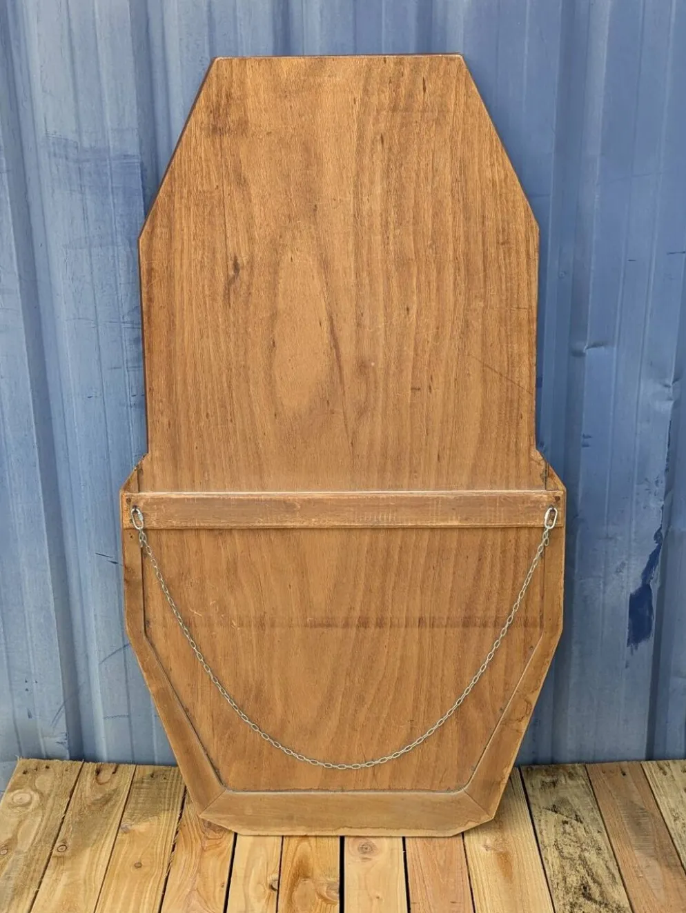 Miroir Octogonal biseauté Art Déco, Teck, 131cm