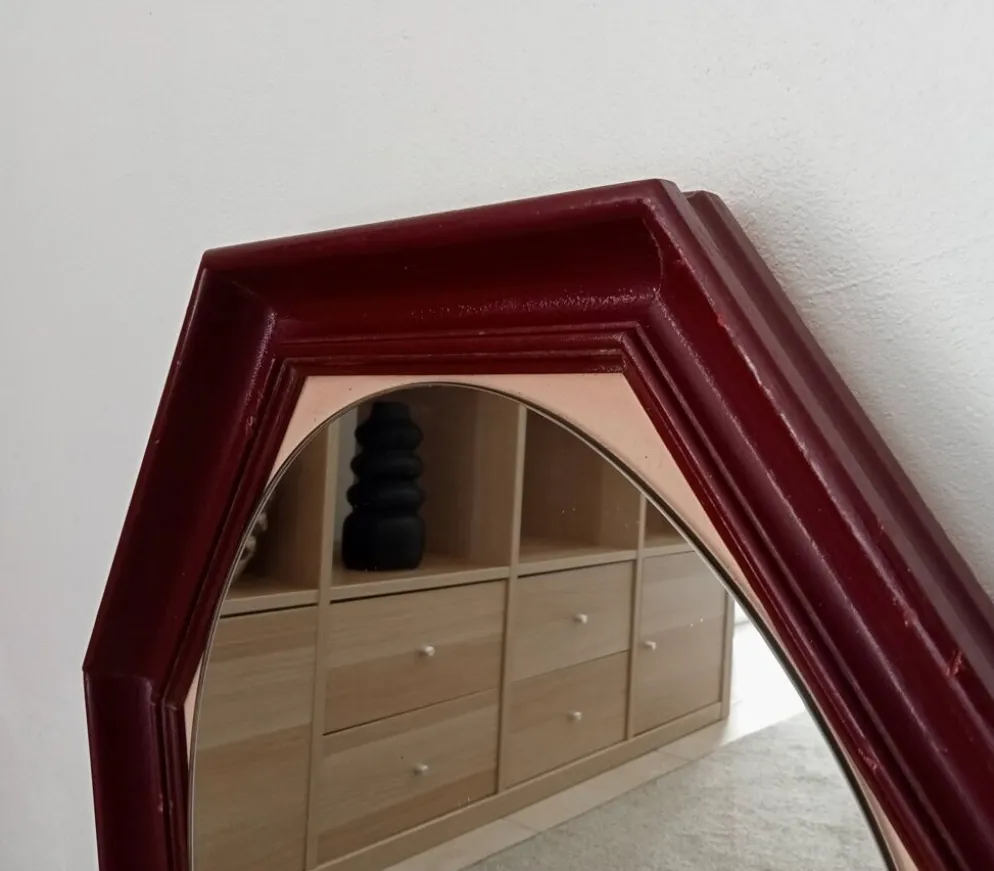 Miroir octogonale art déco en bois massif