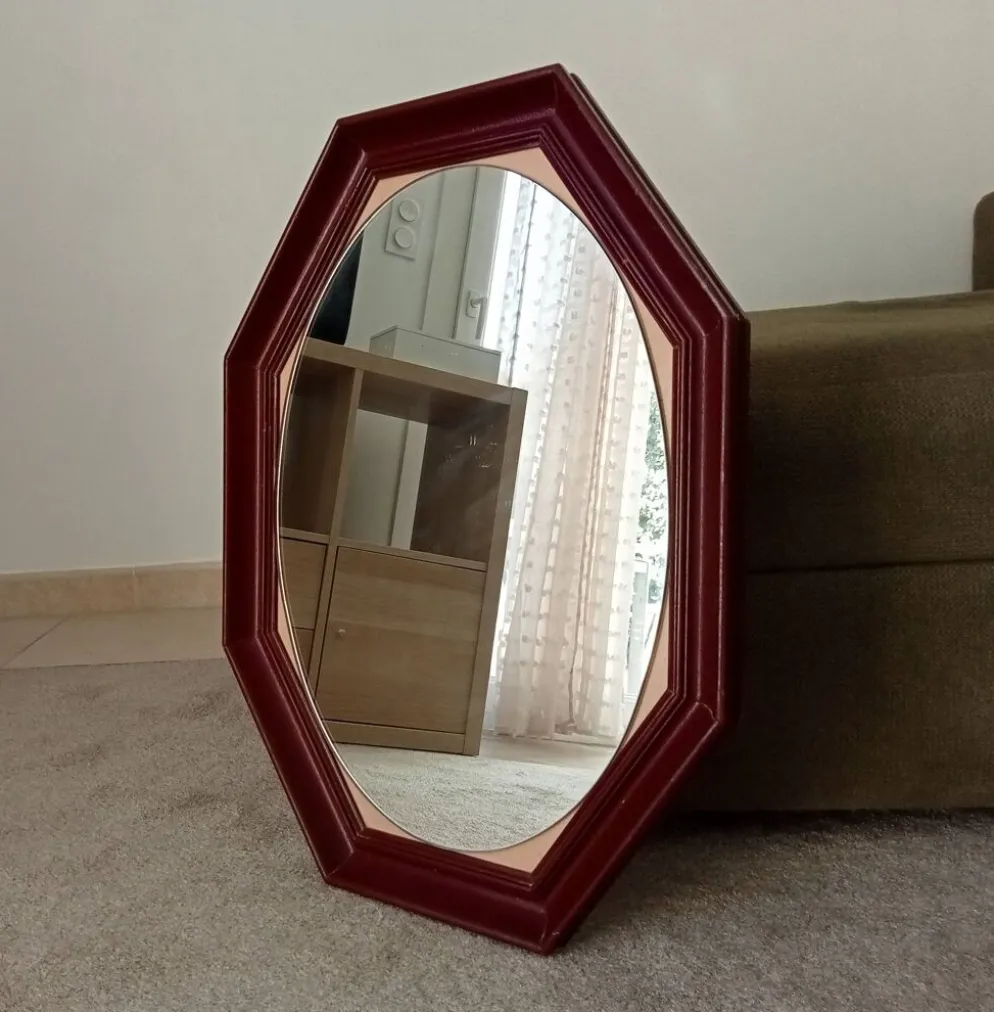 Miroir octogonale art déco en bois massif