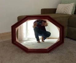 Miroir octogonale art déco en bois massif