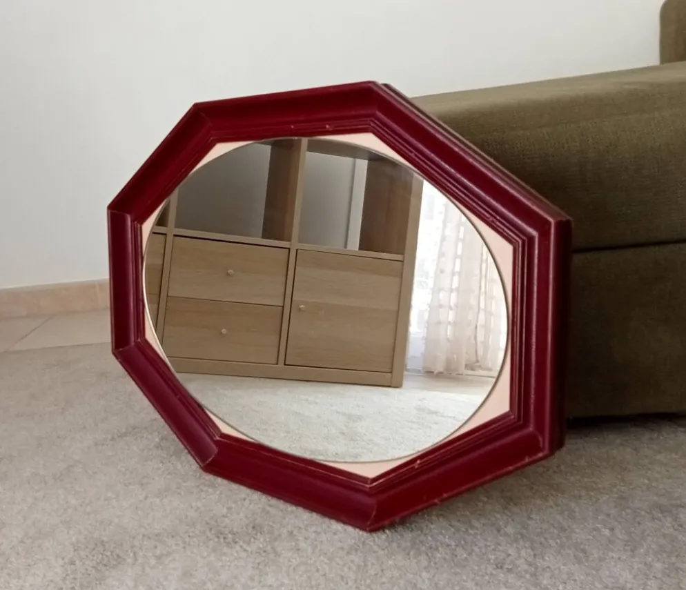 Miroir octogonale art déco en bois massif