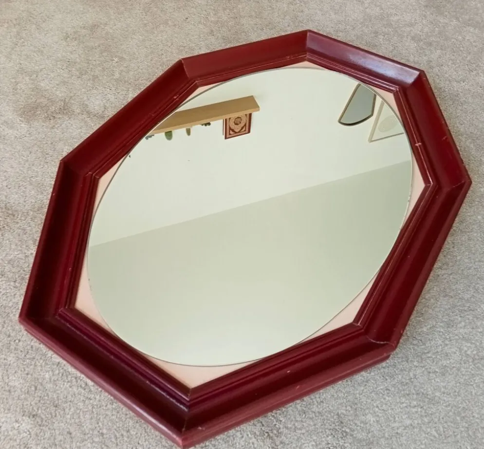 Miroir octogonale art déco en bois massif