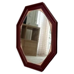 Miroir octogonale art déco en bois massif