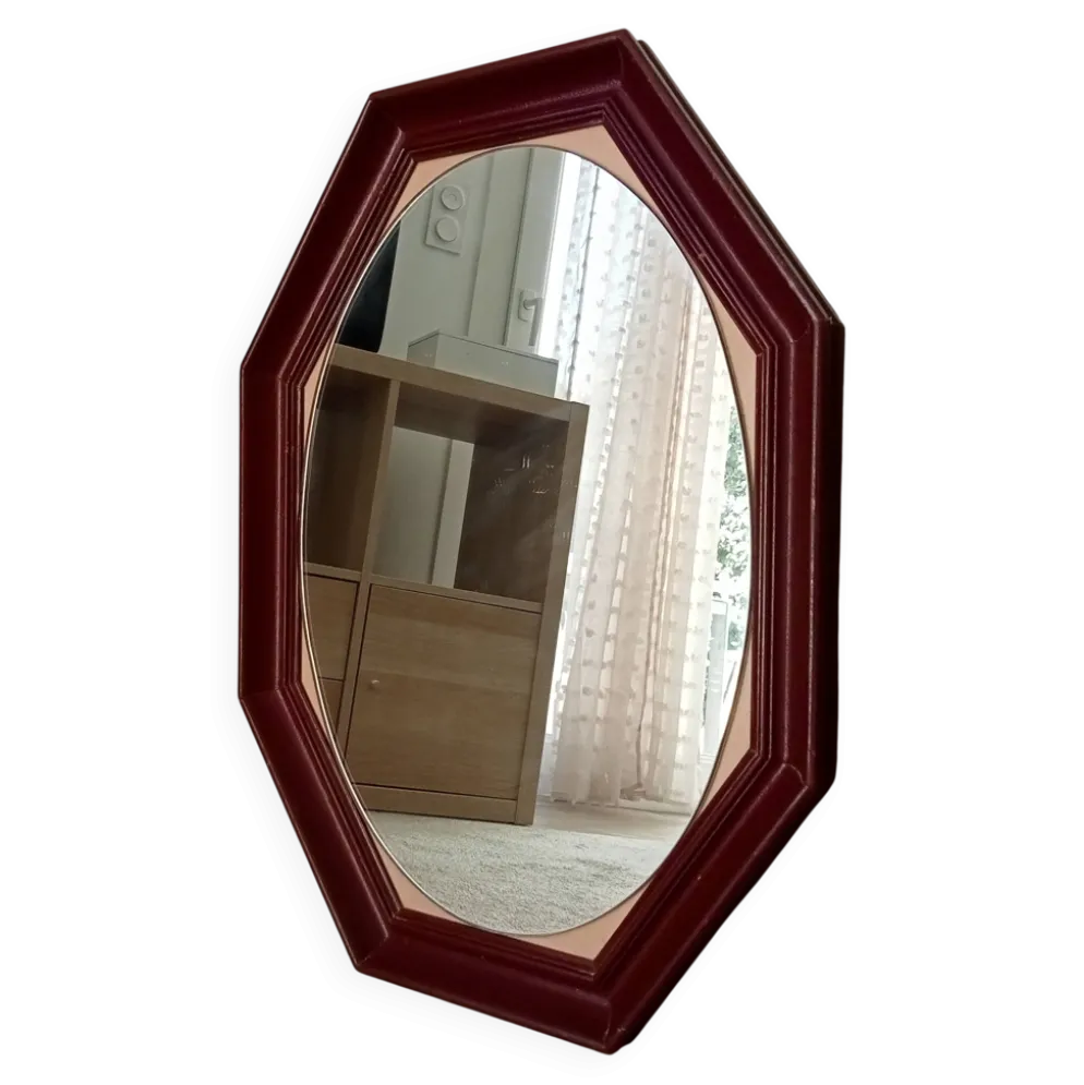 Miroir octogonale art déco en bois massif
