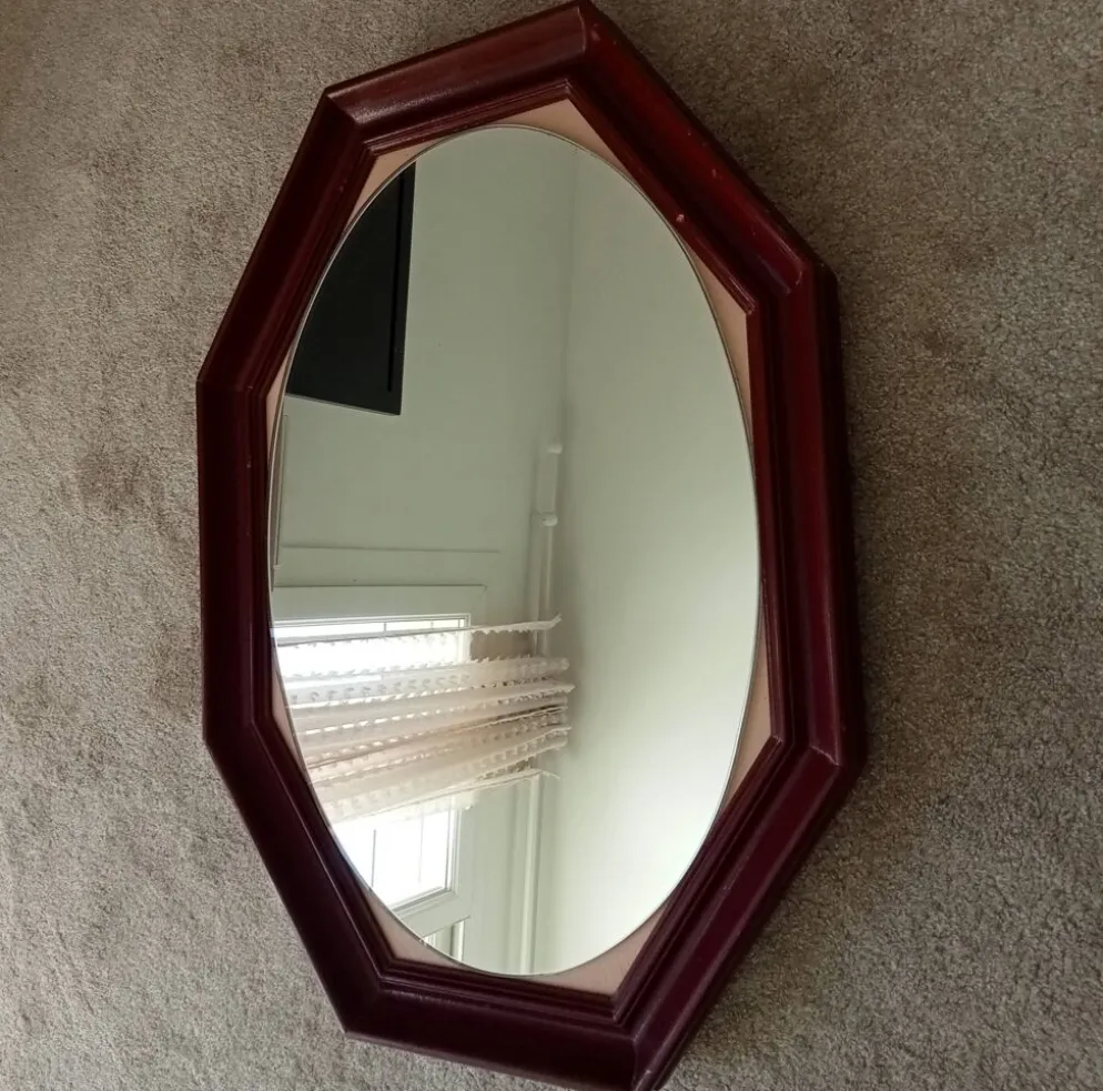 Miroir octogonale art déco en bois massif