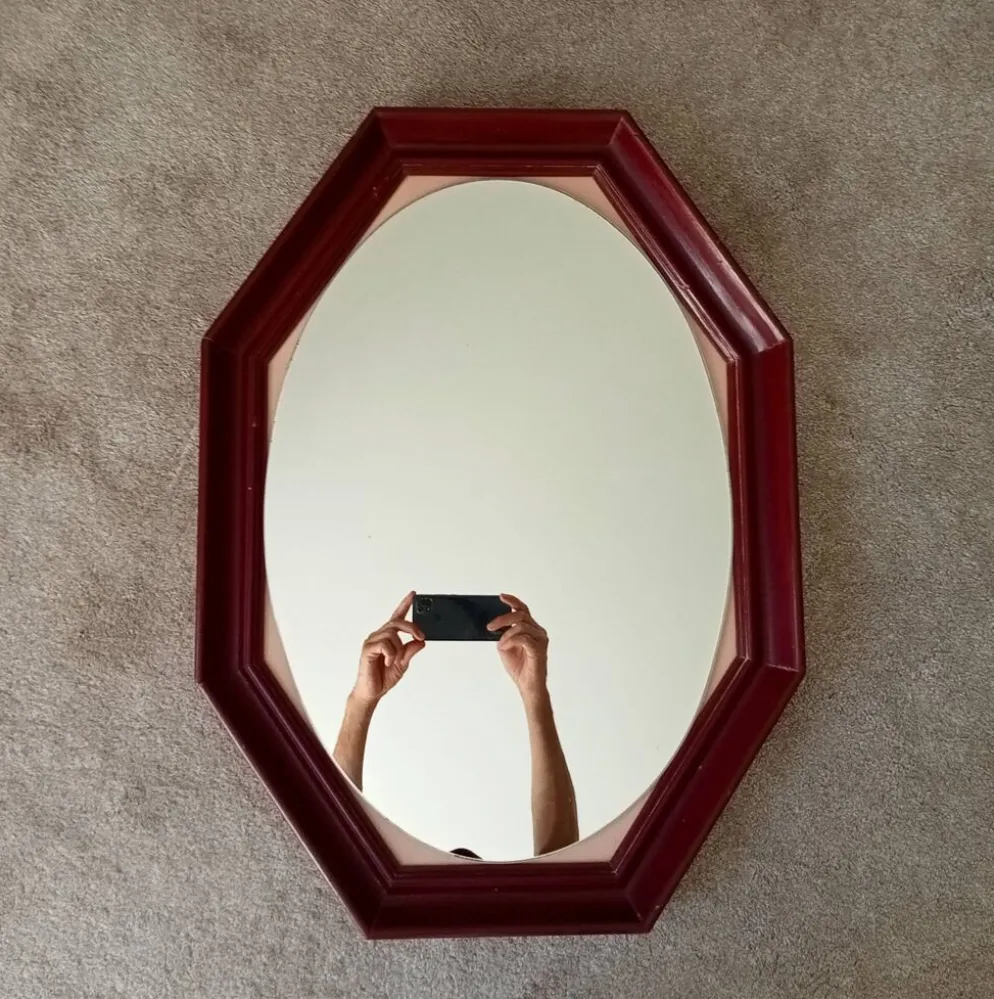 Miroir octogonale art déco en bois massif