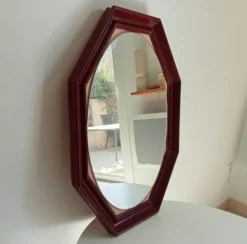 Miroir octogonale art déco en bois massif