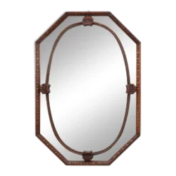 Miroir octogonal en bois Art Déco, France vers 1920
