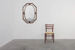 Miroir octogonal en bois Art Déco, France vers 1920