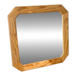 Miroir octogonal en bois clair et nervuré