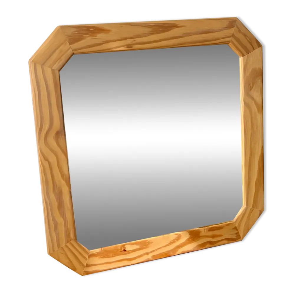 Miroir octogonal en bois clair et nervuré