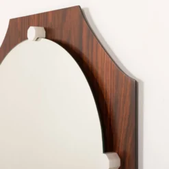 Miroir octogonal en palissandre du milieu du siècle, époque Space Age, Italie années 1970