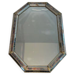 Miroir Octogonal à Facettes et Guirlandes de Laiton — Travail Français, Ver