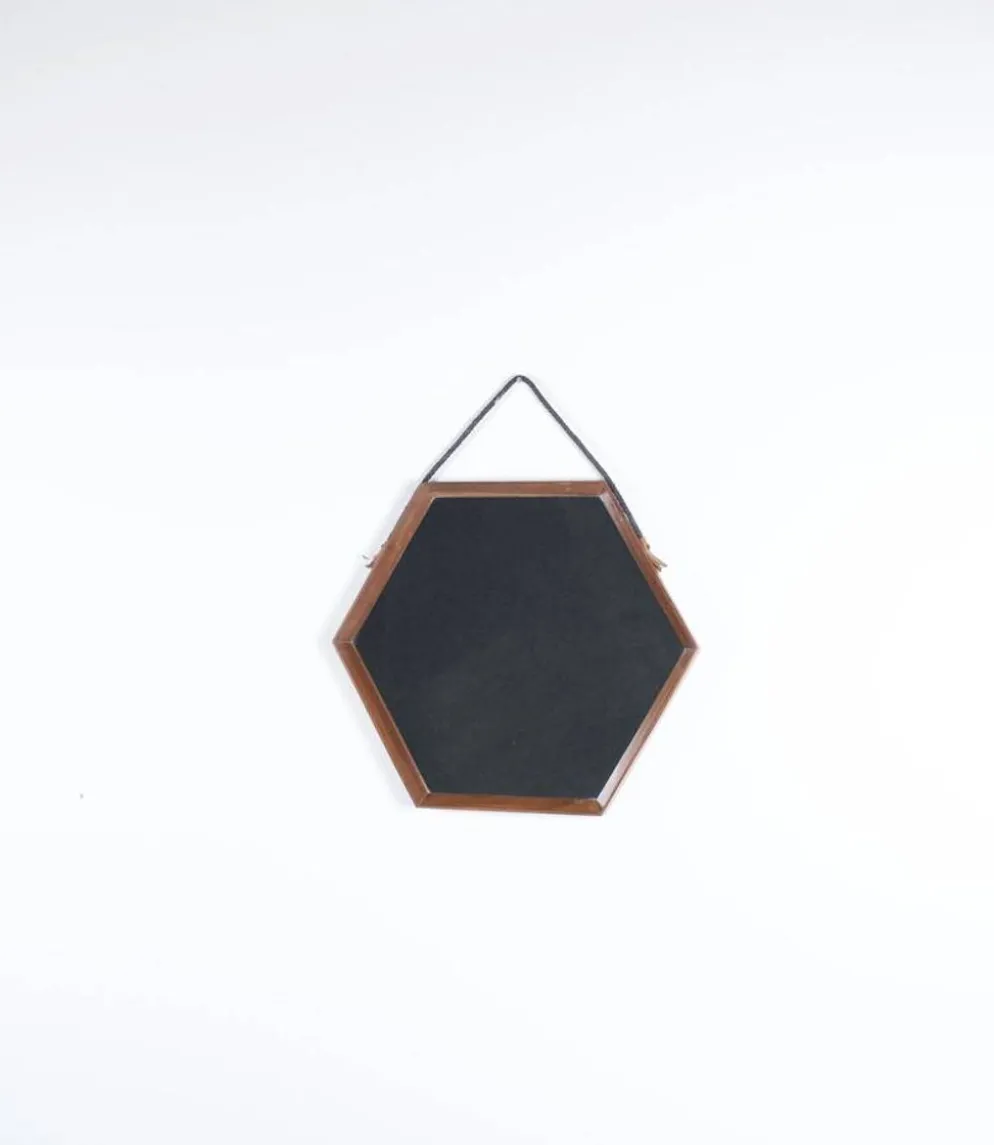 Miroir octogonal scandinave teck années 60