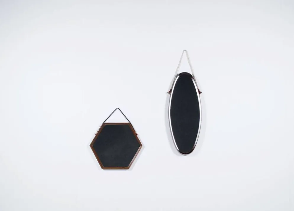 Miroir octogonal scandinave teck années 60
