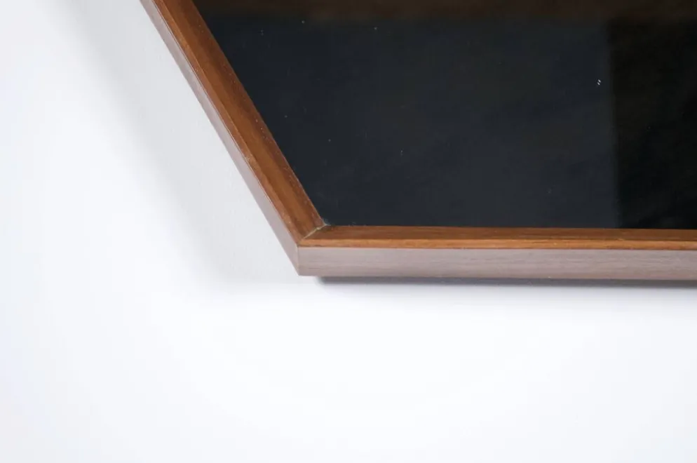 Miroir octogonal scandinave teck années 60