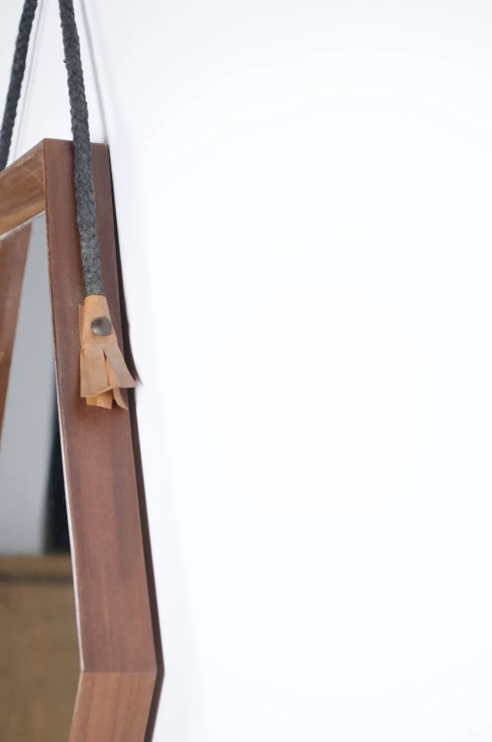 Miroir octogonal scandinave teck années 60