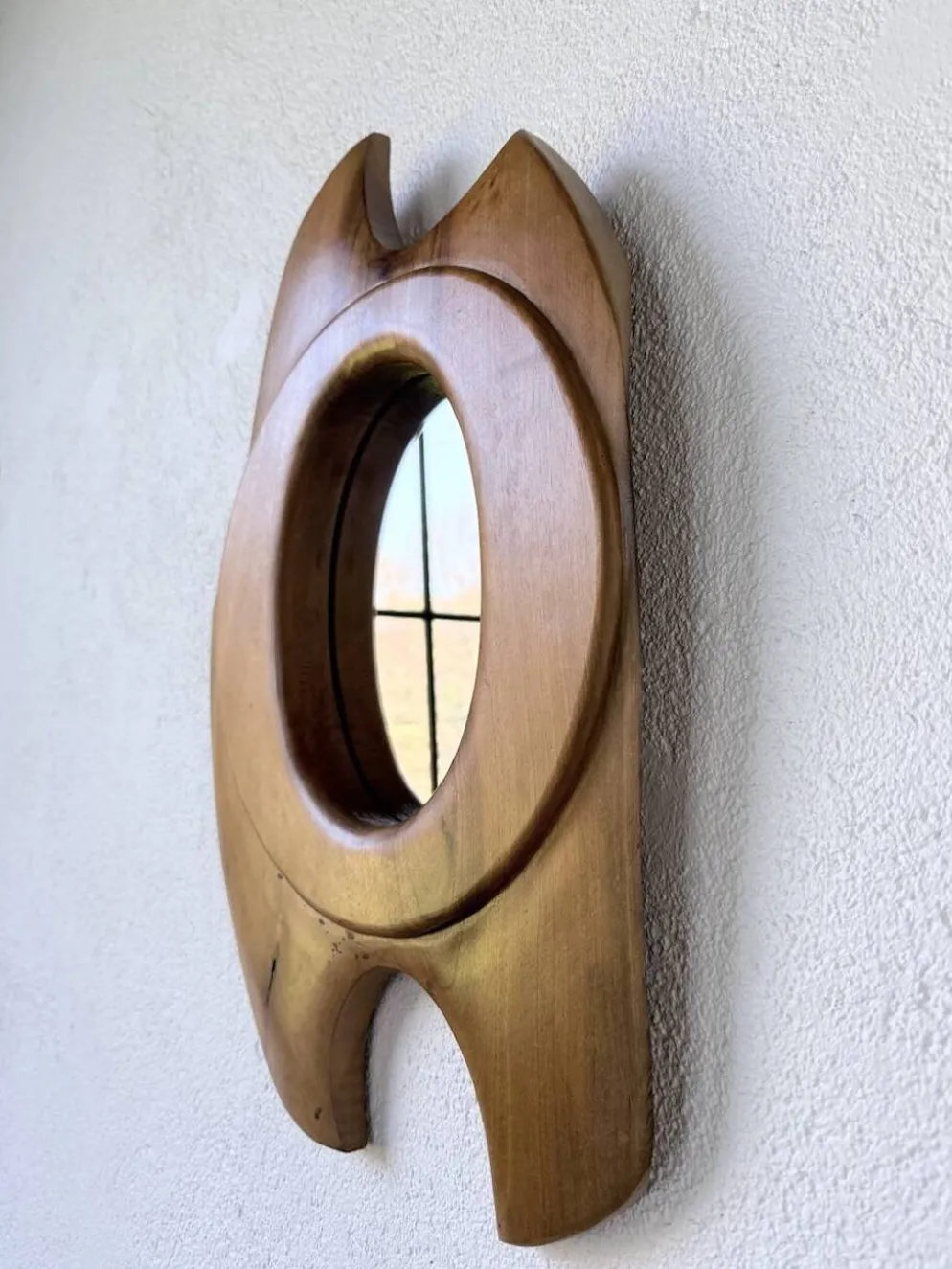 Miroir organique noyer 1960