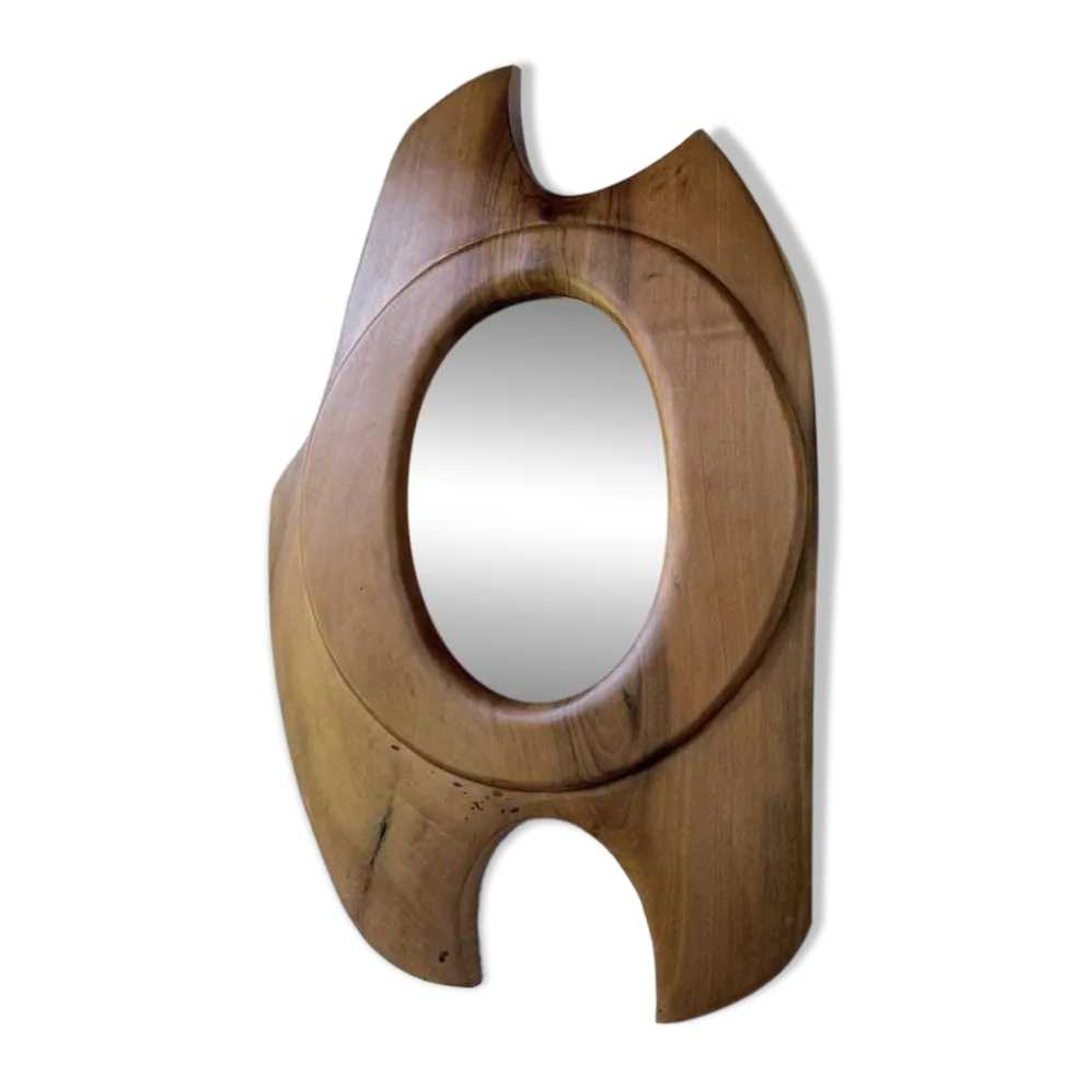 Miroir organique noyer 1960