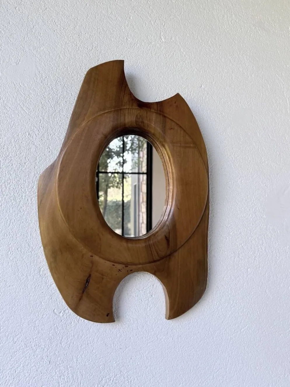 Miroir organique noyer 1960