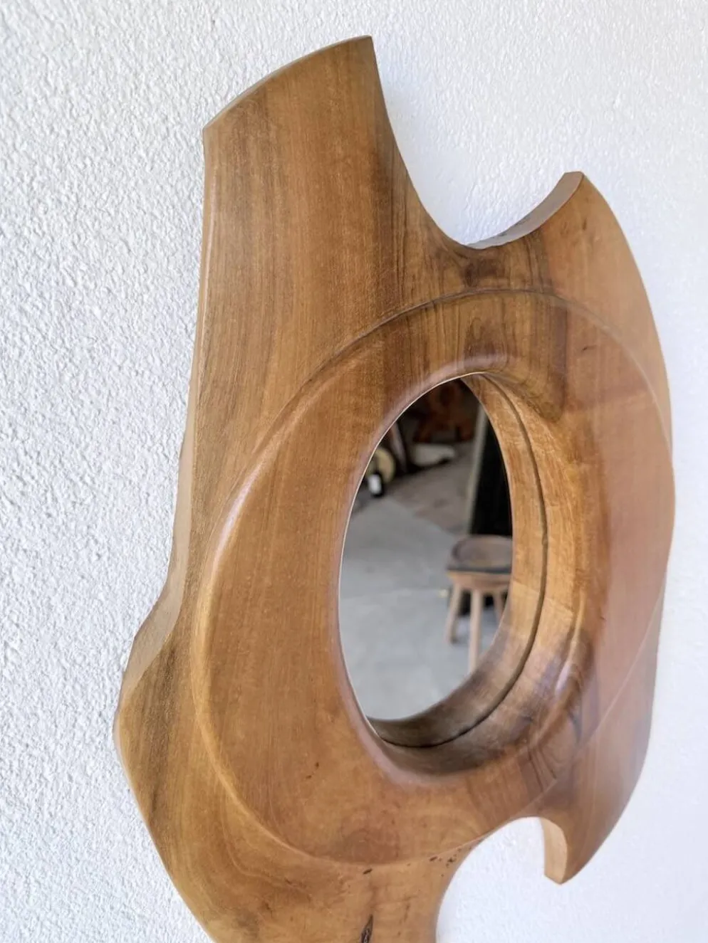 Miroir organique noyer 1960