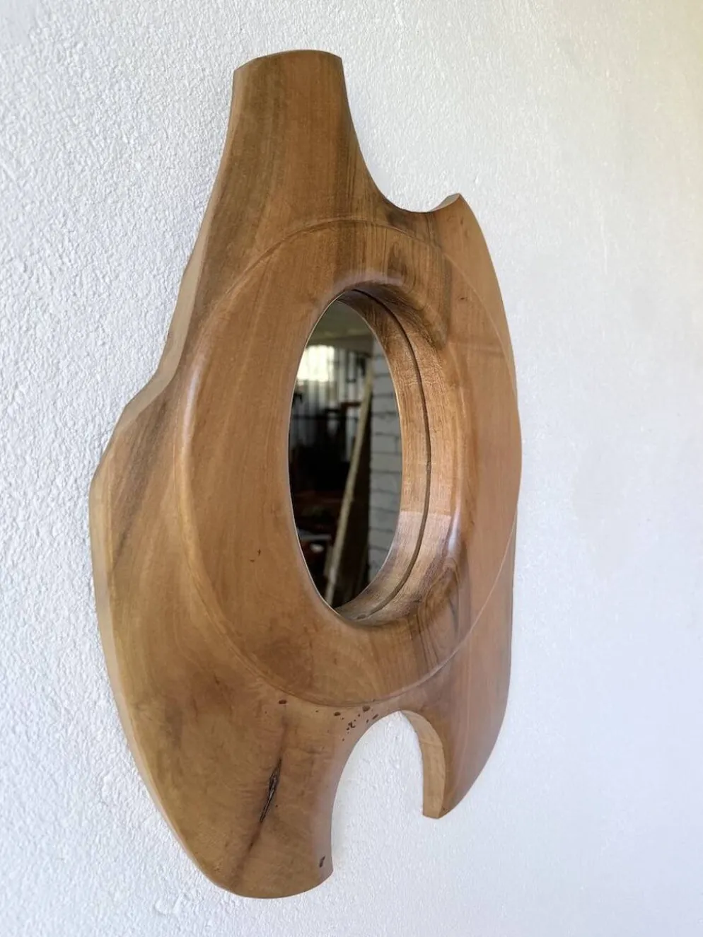 Miroir organique noyer 1960