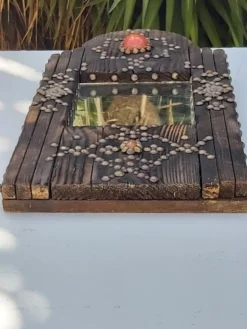 Miroir oriental brutaliste en bois 23x53cm