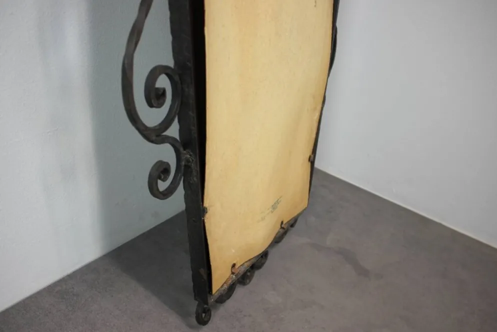 Miroir ornemental en fer forgé MOKO Praha, Tchécoslovaquie, milieu du 20ème siècle