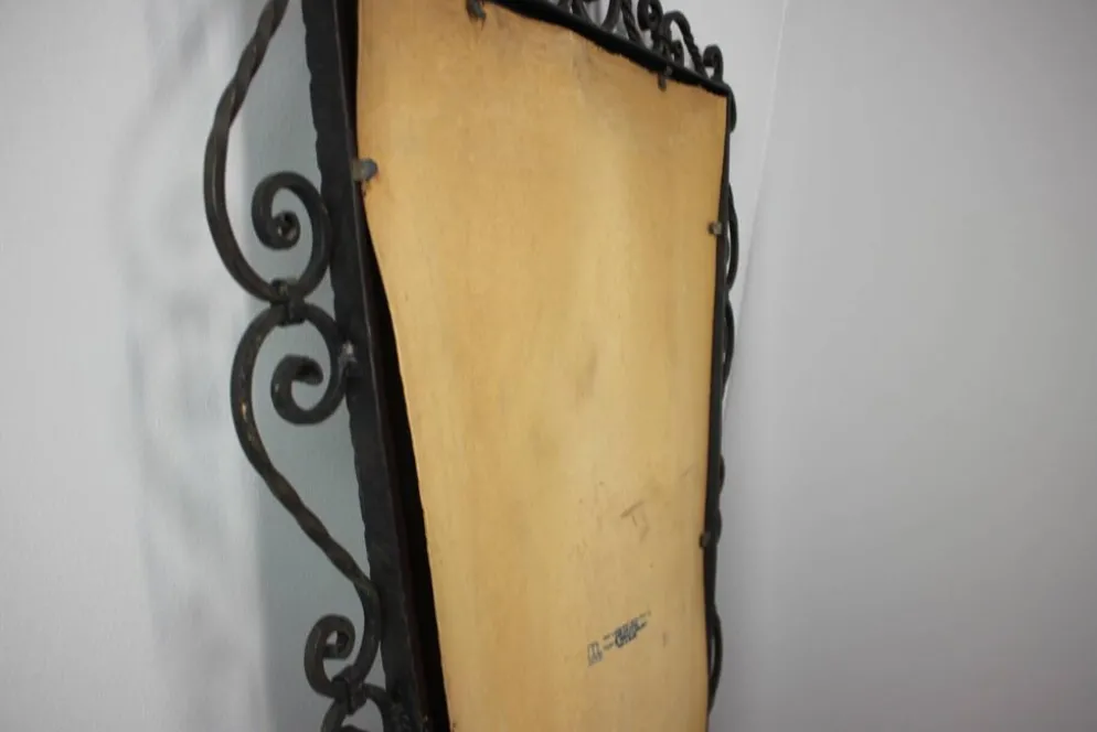 Miroir ornemental en fer forgé MOKO Praha, Tchécoslovaquie, milieu du 20ème siècle