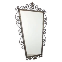 Miroir ornemental en fer forgé MOKO Praha, Tchécoslovaquie, milieu du 20ème siècle