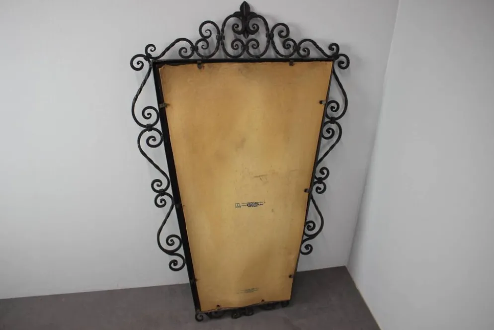 Miroir ornemental en fer forgé MOKO Praha, Tchécoslovaquie, milieu du 20ème siècle