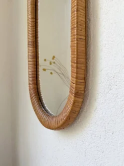 Miroir osier tressé Italie années 60 ovale