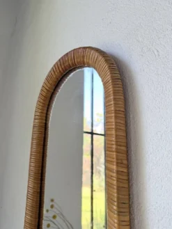 Miroir osier tressé Italie années 60 ovale