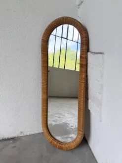 Miroir osier tressé Italie années 60 ovale