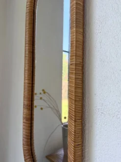 Miroir osier tressé Italie années 60 ovale