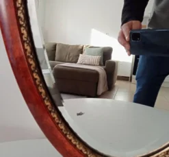 Miroir ovale ancien glace biseautée