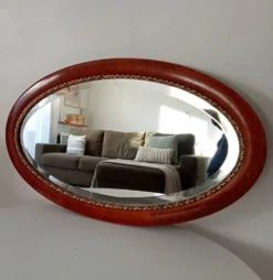 Miroir ovale ancien glace biseautée