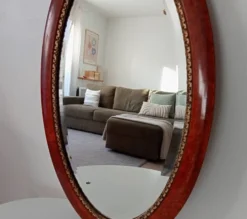Miroir ovale ancien glace biseautée