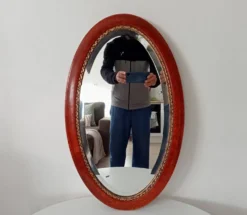 Miroir ovale ancien glace biseautée