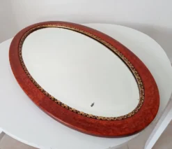 Miroir ovale ancien glace biseautée