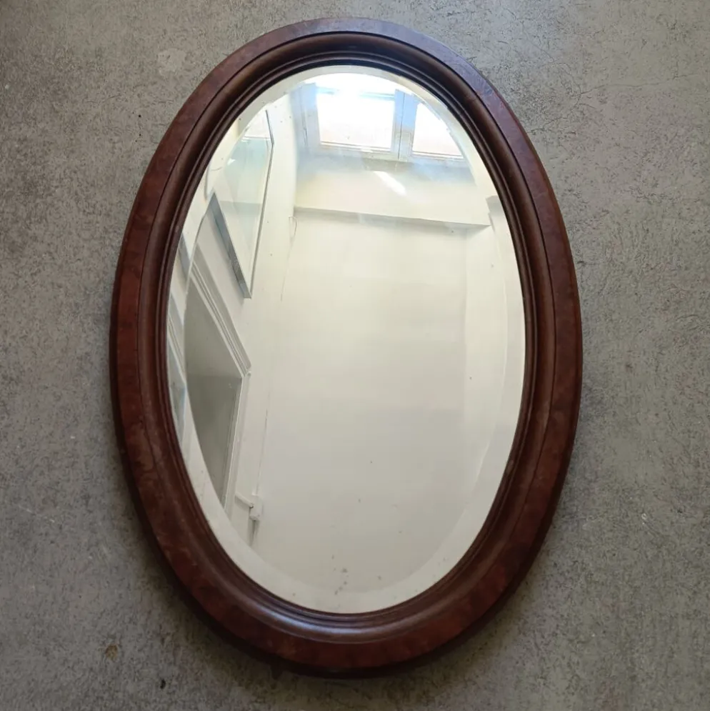Miroir ovale biseauté Art Déco