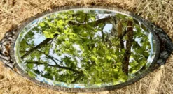 Miroir ovale biseauté art déco fer forgé richement travaillé