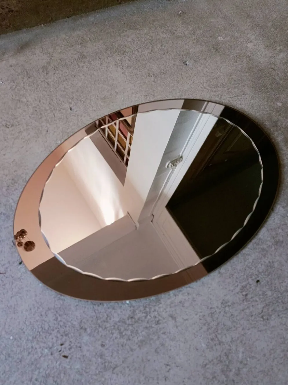 Miroir ovale biseauté seventies