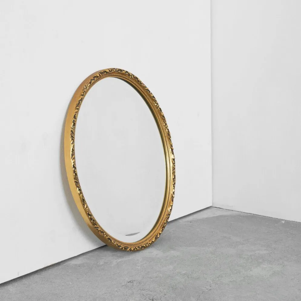 Miroir ovale bois doré Wood Wood années 1960