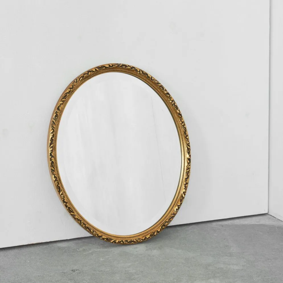Miroir ovale bois doré Wood Wood années 1960