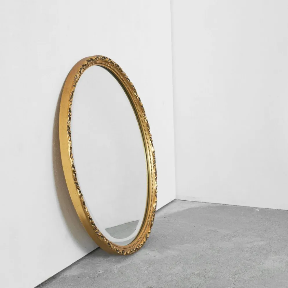 Miroir ovale bois doré Wood Wood années 1960