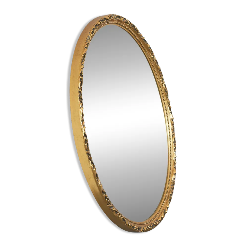 Miroir ovale bois doré Wood Wood années 1960